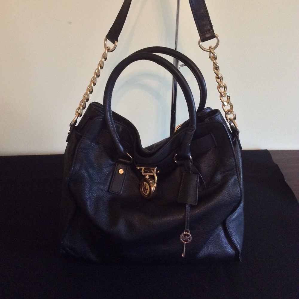 Michael Kors Black Shoulder Bag with Gold Accents